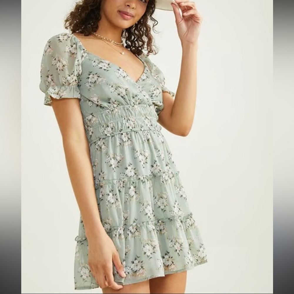 NWT Altar'd State Sage Floral Mini Dress